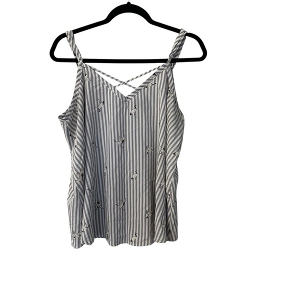 Torrid Geese Striped Women’s Grey & White Sleeveless Blouse Sz 0, L, 12 GUC - Picture 1 of 7